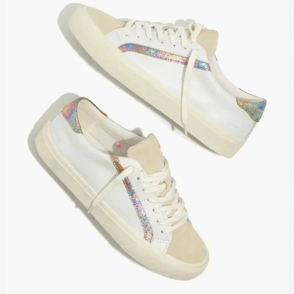 Madewell Sidewalk Low-Top Sneakers in Iridescent Leather Size 7 - Picture 1 of 12